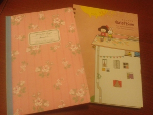 The floral notebook contains chapters 1 to 12 of Unexpected.  I'm planning to use the one next to it to finish the story.